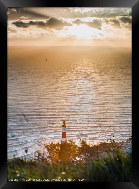 Sunset at Beachy Head Lighthouse  Framed Print by Connor Cast