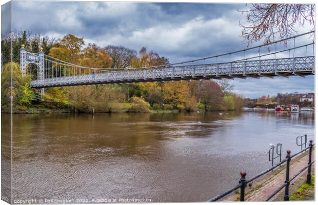 Suspension Bridge spanning River Dee Chester Cheshire Canvas Print by Phil Longfoot