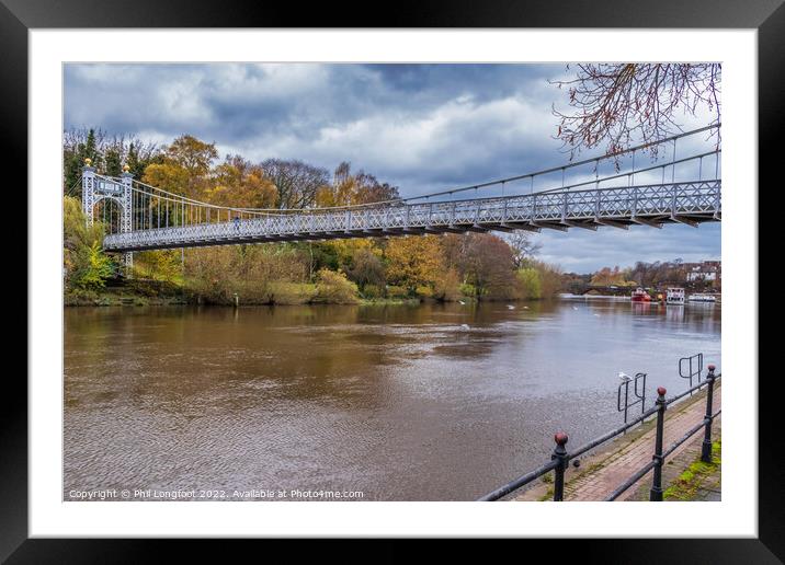 Suspension Bridge spanning River Dee Chester Cheshire Framed Mounted Print by Phil Longfoot