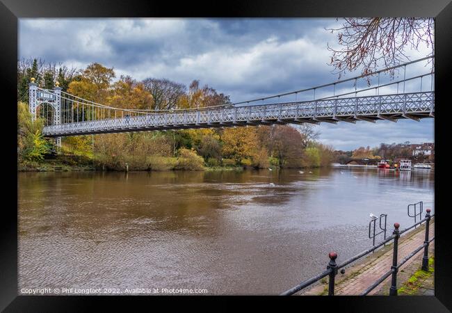 Suspension Bridge spanning River Dee Chester Cheshire Framed Print by Phil Longfoot