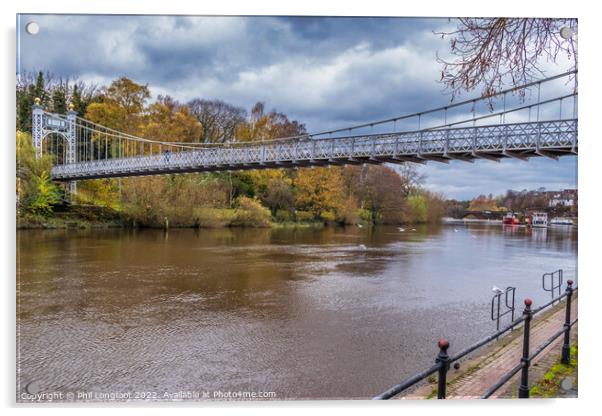Suspension Bridge spanning River Dee Chester Cheshire Acrylic by Phil Longfoot