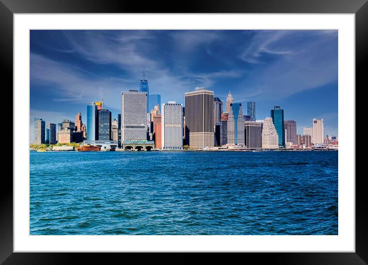 Manhattan Skyline Framed Mounted Print by Valerie Paterson