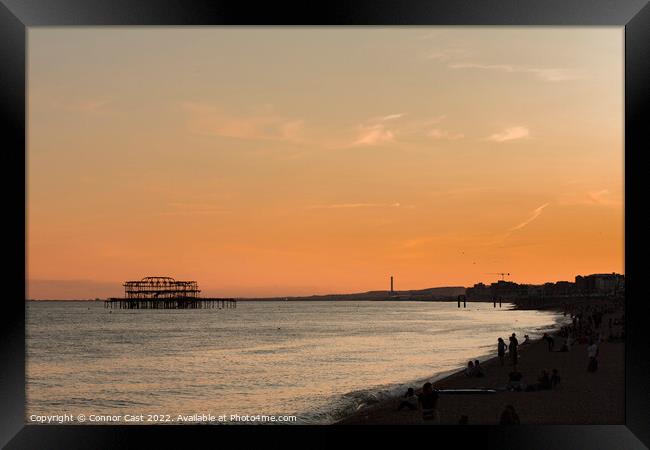 Brighton West Pier Sunset  Framed Print by Connor Cast