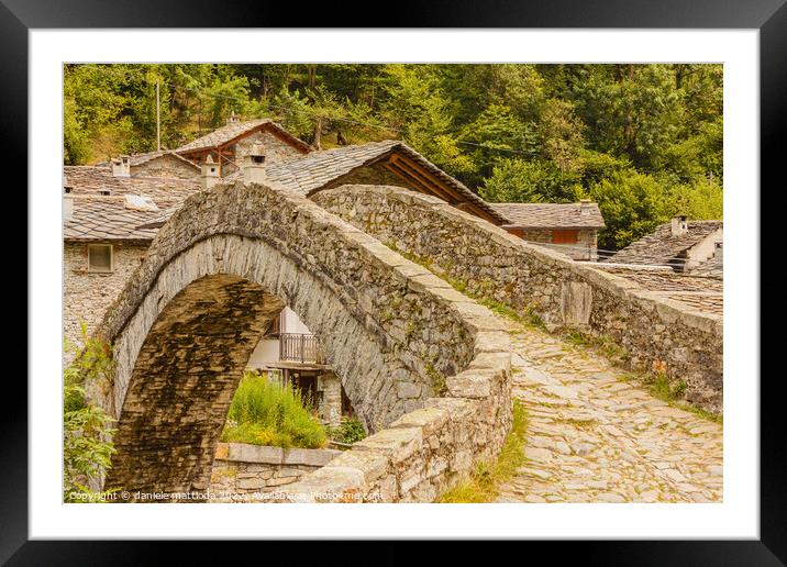  a   characteristic  bridge  of a piedmontese alpine village Framed Mounted Print by daniele mattioda