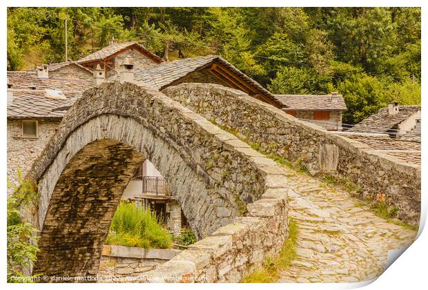  a   characteristic  bridge  of a piedmontese alpine village Print by daniele mattioda