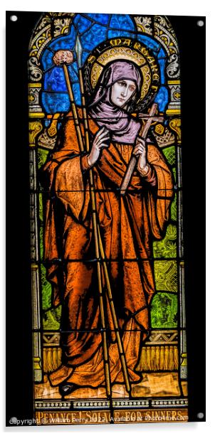 Saint Margaret Cortona Stained Glass Saint Mary Basilica Phoenix Acrylic by William Perry