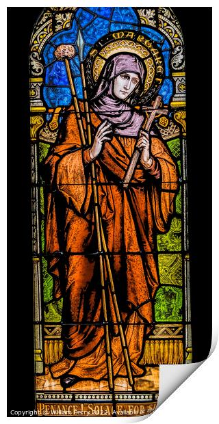 Saint Margaret Cortona Stained Glass Saint Mary Basilica Phoenix Print by William Perry