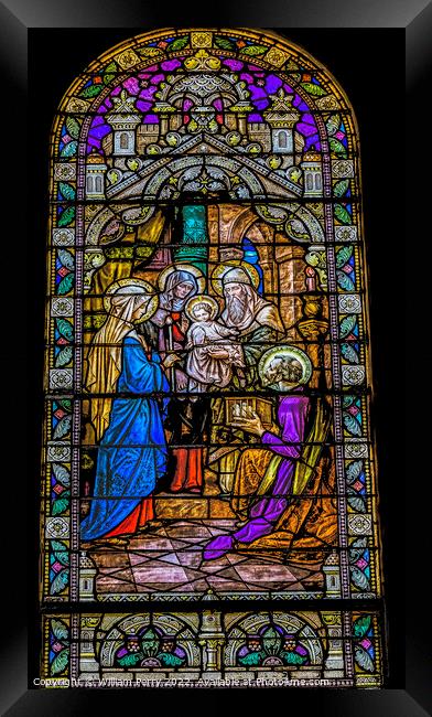 Mary Jesus Stained Glass Saint Mary Basilica Phoenix Arizona Framed Print by William Perry