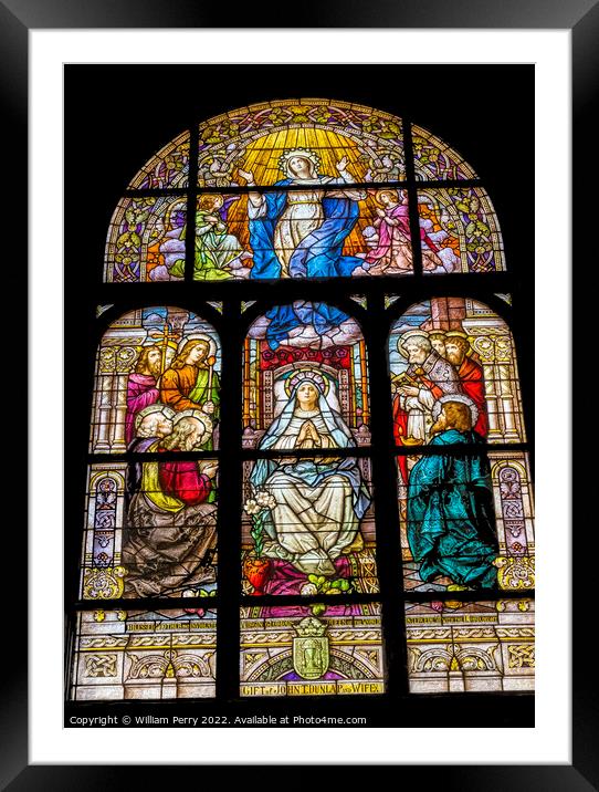 Angel Mary Assumption Stained Glass Saint Mary Basilica Phoenix  Framed Mounted Print by William Perry