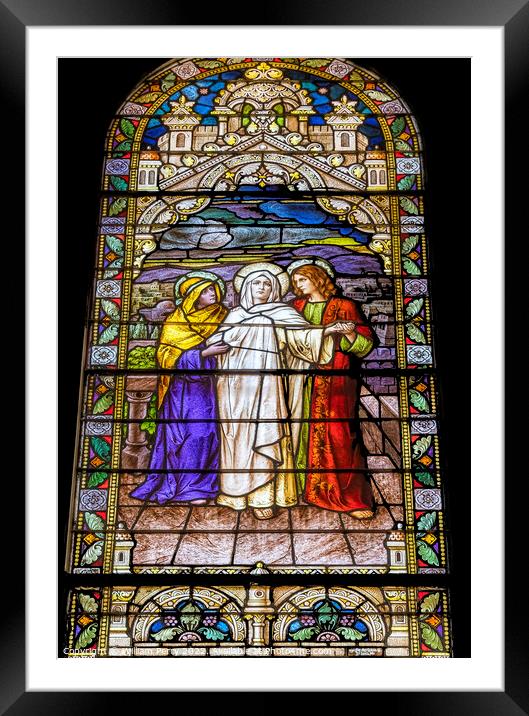Return Calvary Mary Stained Glass Saint Mary Basilica Phoenix  Framed Mounted Print by William Perry