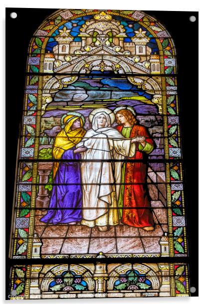 Return Calvary Mary Stained Glass Saint Mary Basilica Phoenix  Acrylic by William Perry