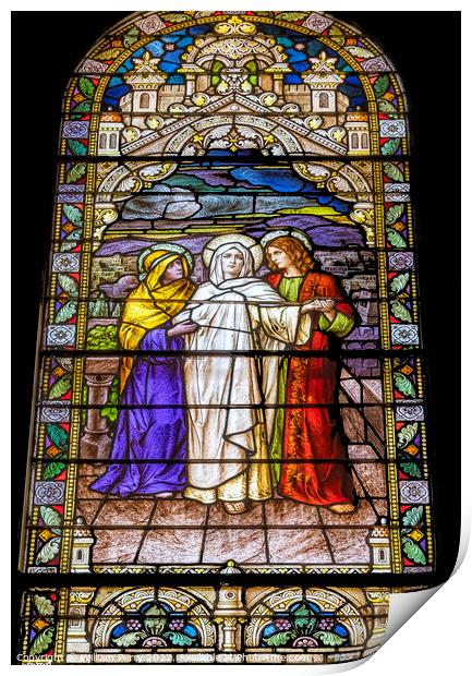Return Calvary Mary Stained Glass Saint Mary Basilica Phoenix  Print by William Perry