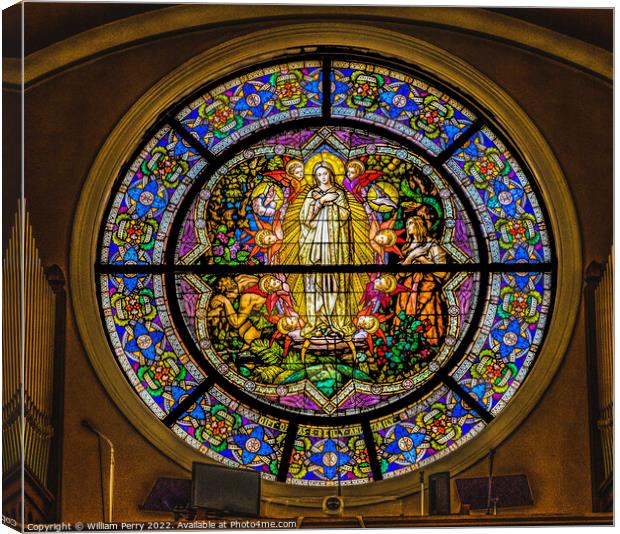 Angels Mary Stained Glass Saint Mary Basilica Phoenix Arizona Canvas Print by William Perry