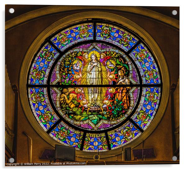 Angels Mary Stained Glass Saint Mary Basilica Phoenix Arizona Acrylic by William Perry