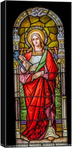 Saint Agatha Stained Glass Saint Mary Basilica Phoenix Arizona Canvas Print by William Perry