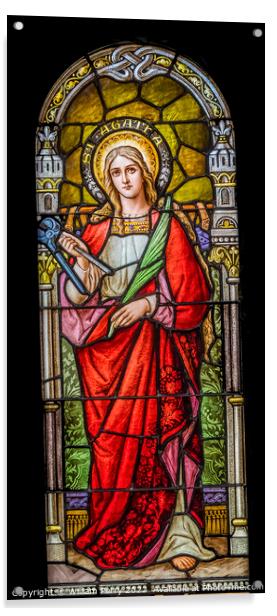 Saint Agatha Stained Glass Saint Mary Basilica Phoenix Arizona Acrylic by William Perry