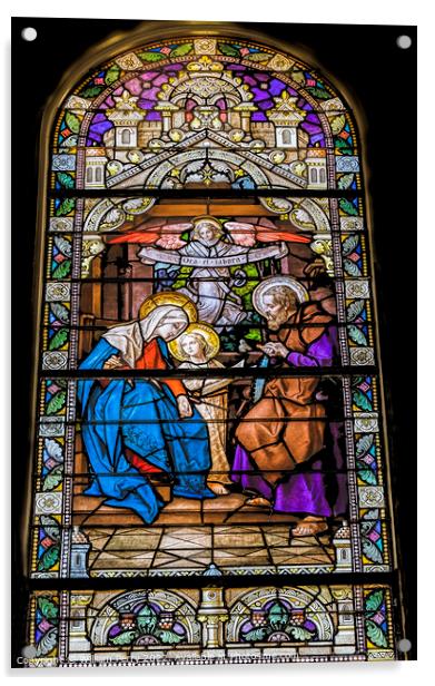 Joseph Mary Jesus Stained Glass Saint Mary Basilica Phoenix Acrylic by William Perry