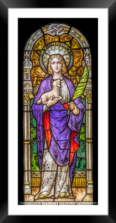 Saint Agnes Stained Glass Saint Mary Basilica Phoenix Arizona Framed Mounted Print by William Perry