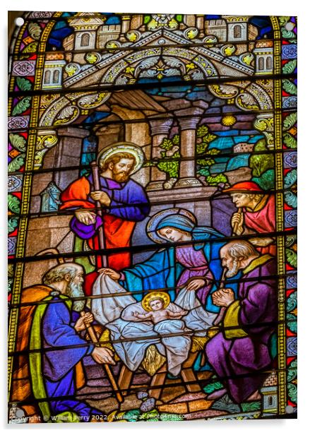 Nativity Jesus Stained Glass Saint Mary Basilica Phoenix Arizona Acrylic by William Perry