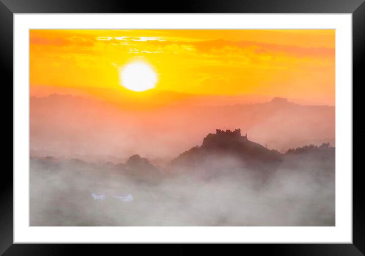 Carreg Cennen castle sunset Framed Mounted Print by Leighton Collins