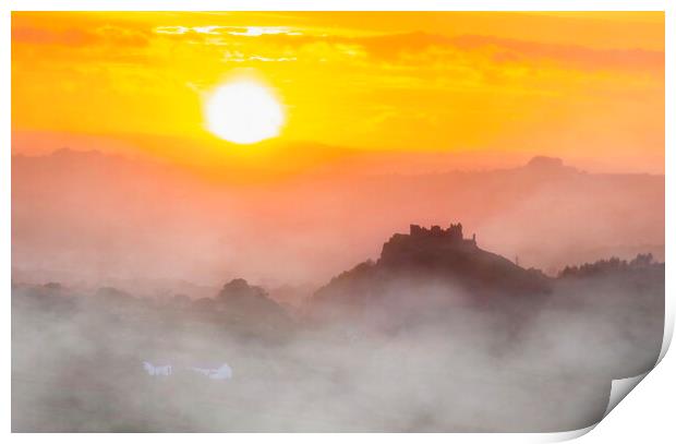 Carreg Cennen castle sunset Print by Leighton Collins
