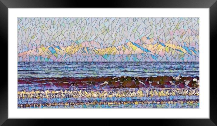Snow topped Arran mountains (mosaic) Framed Mounted Print by Allan Durward Photography