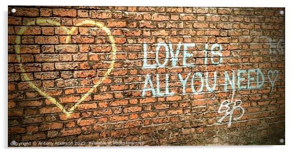 All You Need is Love Acrylic by Antony Atkinson