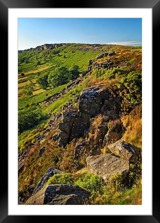 View along Baslow and Curbar Edge Framed Mounted Print by Darren Galpin