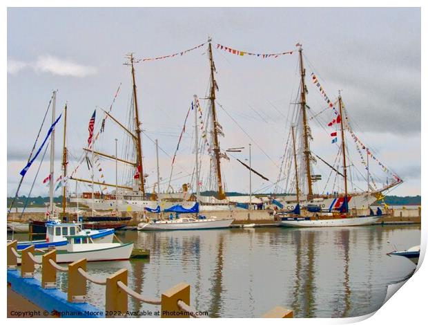 Tall ships Print by Stephanie Moore