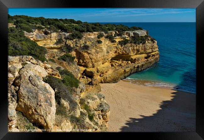 Traquil Beach from the Cliffs Framed Print by Angelo DeVal