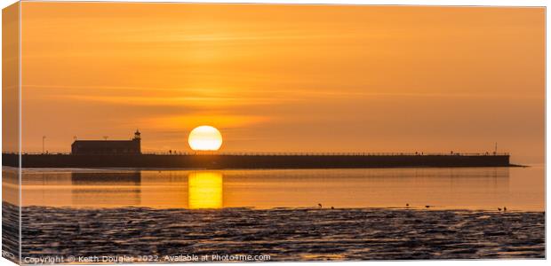 Sunset over Morecambe Stone Jetty Canvas Print by Keith Douglas