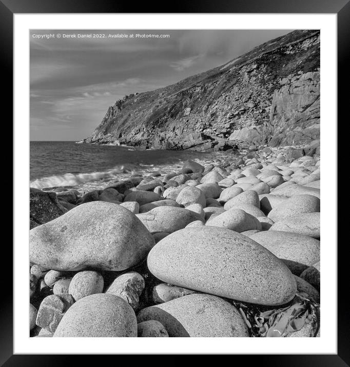 Porth Nanven, Cot Valley, St. Just, Cornwall (mono Framed Mounted Print by Derek Daniel