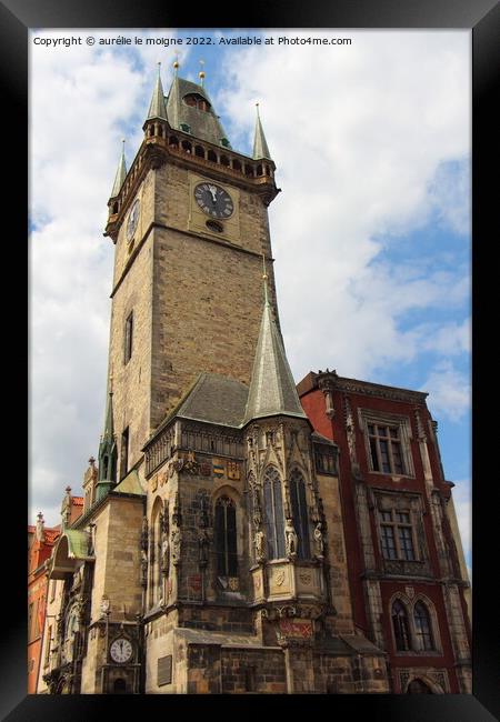 Ancient town hall and astronomical clock in Prague Framed Print by aurélie le moigne