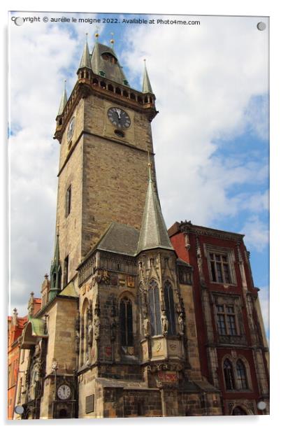 Ancient town hall and astronomical clock in Prague Acrylic by aurélie le moigne