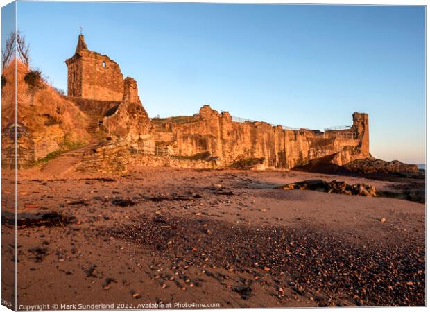 St Andrews Castle at Sunrise Canvas Print by Mark Sunderland