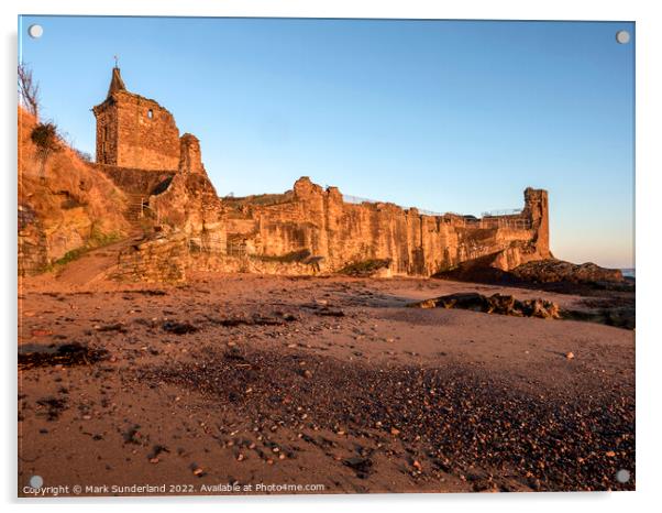 St Andrews Castle at Sunrise Acrylic by Mark Sunderland