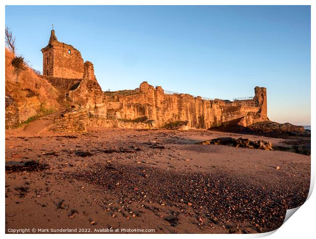 St Andrews Castle at Sunrise Print by Mark Sunderland