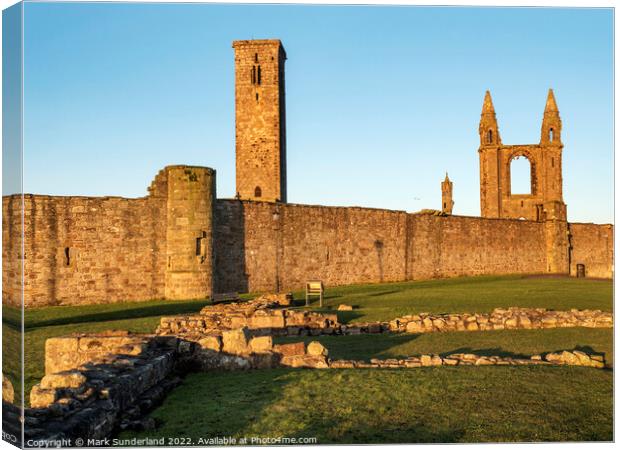 St Andrews Cathedral at Sunrise Canvas Print by Mark Sunderland