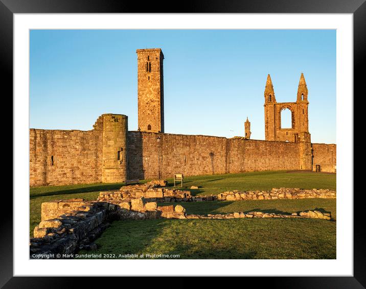 St Andrews Cathedral at Sunrise Framed Mounted Print by Mark Sunderland