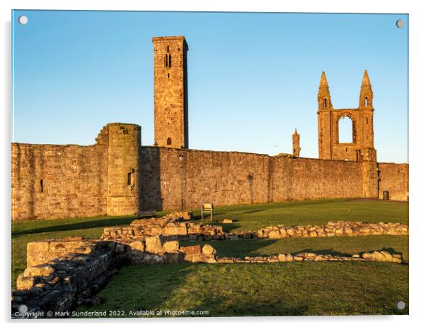 St Andrews Cathedral at Sunrise Acrylic by Mark Sunderland