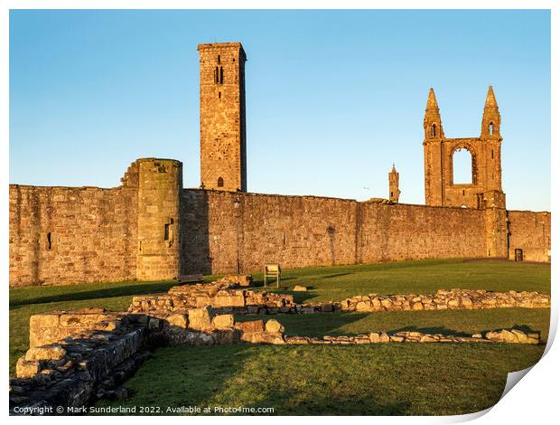 St Andrews Cathedral at Sunrise Print by Mark Sunderland