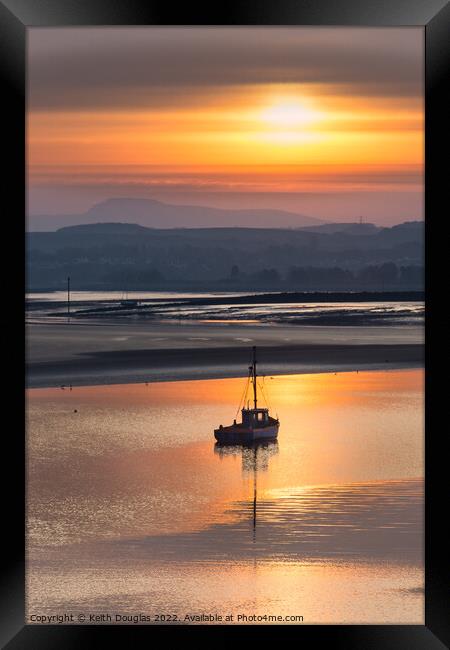 Morecambe Fishing Boat at sunrise Framed Print by Keith Douglas