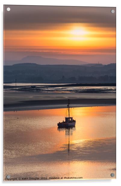 Morecambe Fishing Boat at sunrise Acrylic by Keith Douglas