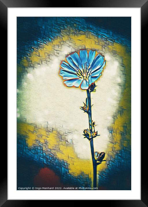 Blue and lonesome flower Framed Mounted Print by Ingo Menhard