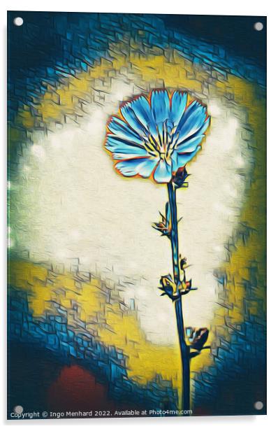 Blue and lonesome flower Acrylic by Ingo Menhard