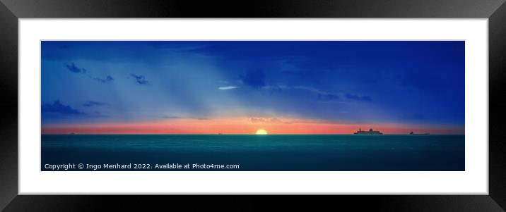 A sunset over a body of water Framed Mounted Print by Ingo Menhard