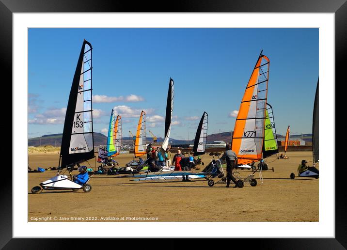 Waiting for the start of the Sand Yacht Race Framed Mounted Print by Jane Emery