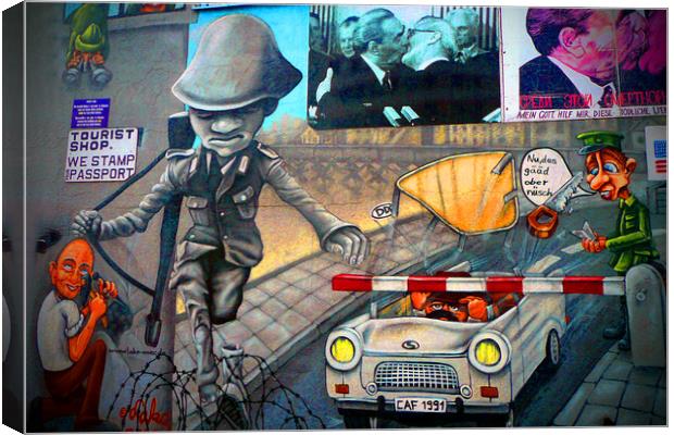 Berlin Wall Graffiti Artwork Street Art Germany Canvas Print by Andy Evans Photos