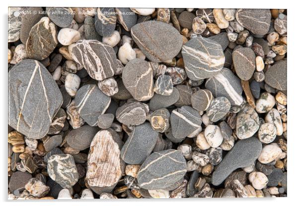 Beach Stones, on a Cornish beach Acrylic by kathy white