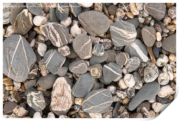 Beach Stones, on a Cornish beach Print by kathy white